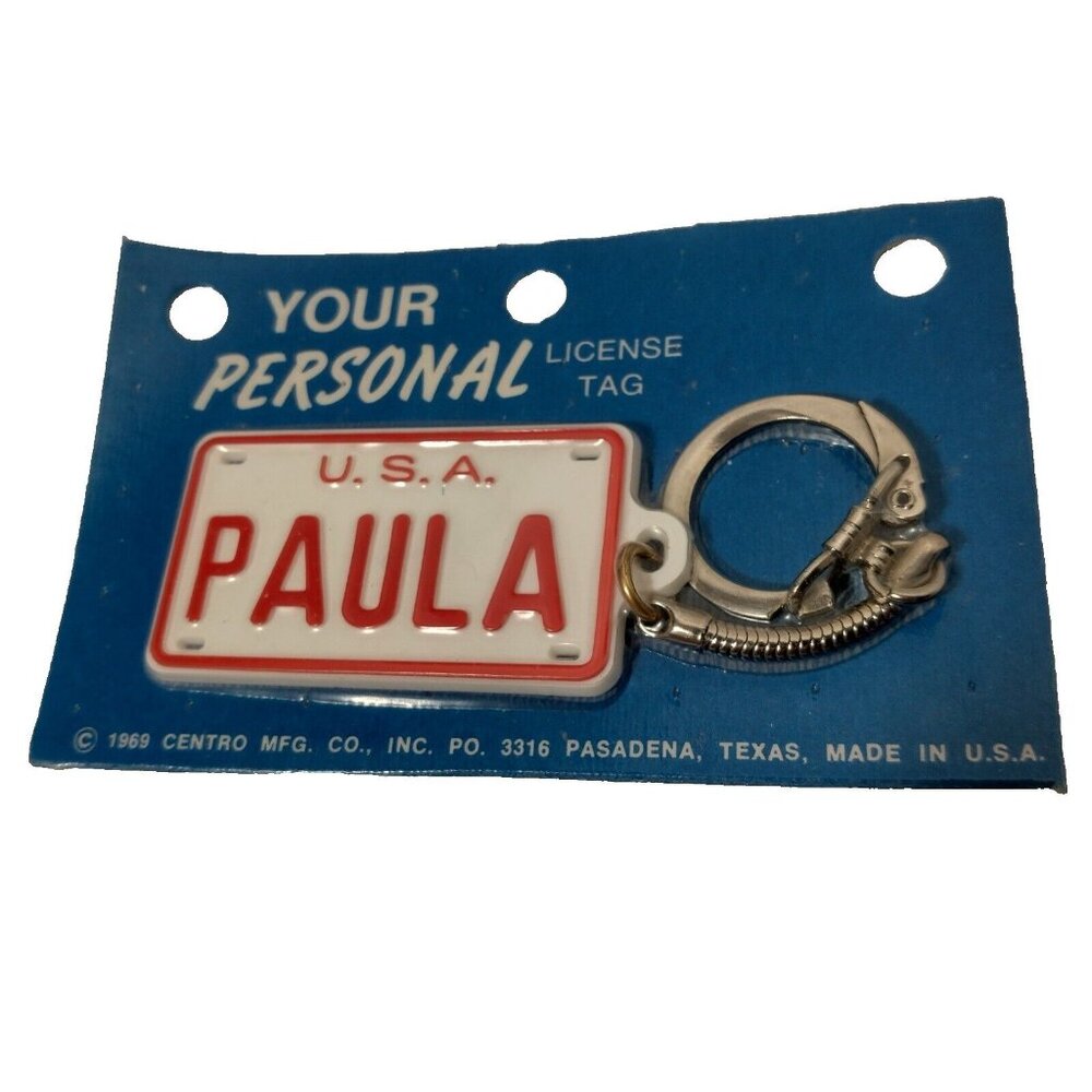 Paula USA License Plate Keychain Your Personal License Tag Personalized Vintage